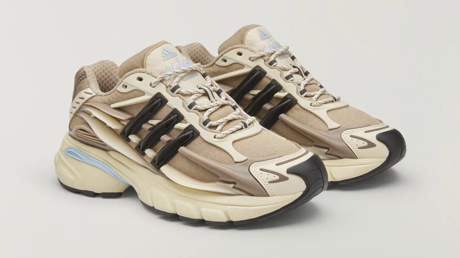 adidas Adistar Jellyfish Crystal Sand pair, studio photography